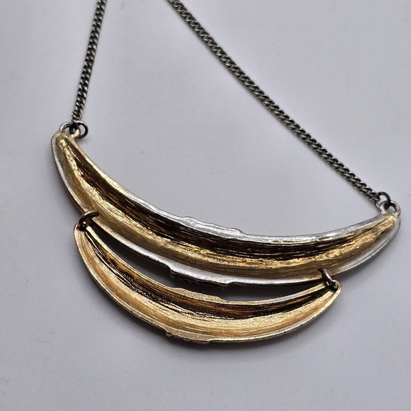 Statement Necklace Gold Tone Filigree Scrollwork Crescent Boho Witchy - Picture 5 of 7